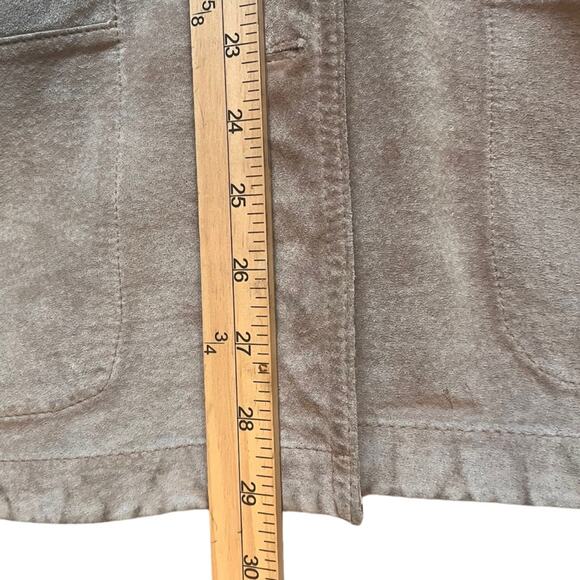 Reversible Suede Animal Print Brown Chore Coat Shacket Size Large Tan Chico's - Picture 10 of 13